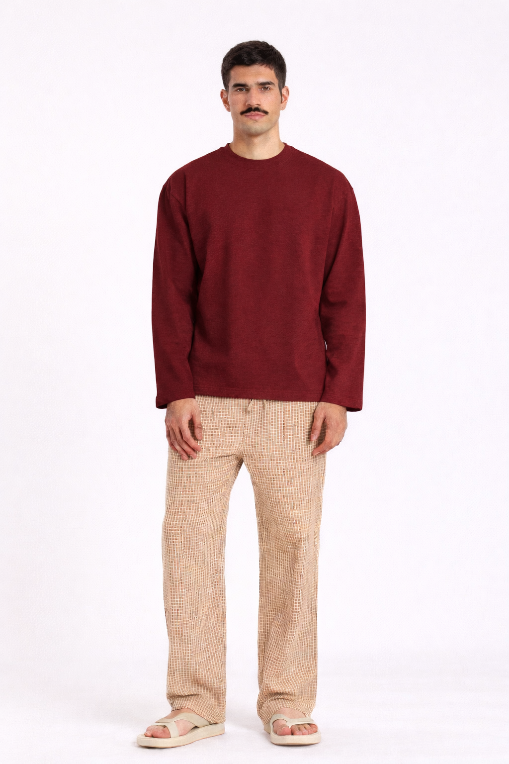 Mahroon Loose Fit Cropped T-Shirt