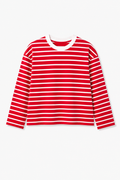 Red Stripe Loose Fit Cropped T-Shirt