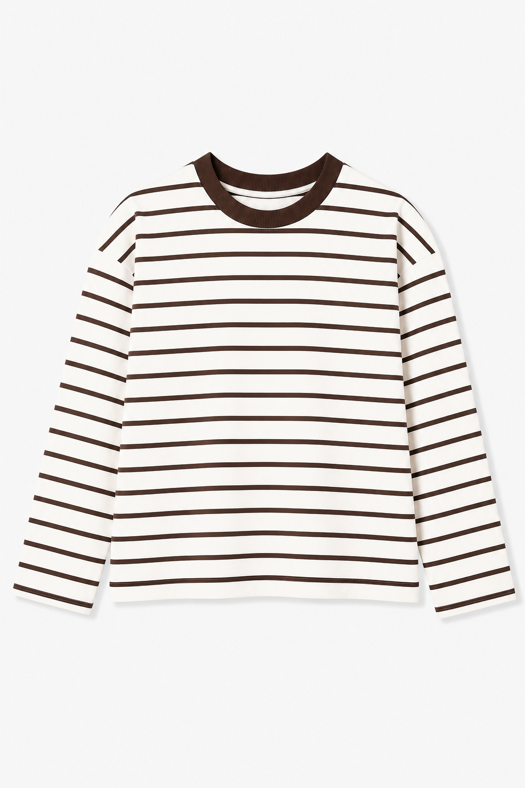 Brown Stripe Loose Fit Cropped T-Shirt
