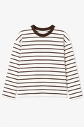 Brown Stripe Loose Fit Cropped T-Shirt