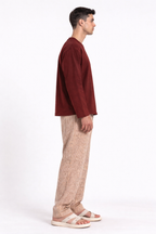 Mahroon Loose Fit Cropped T-Shirt