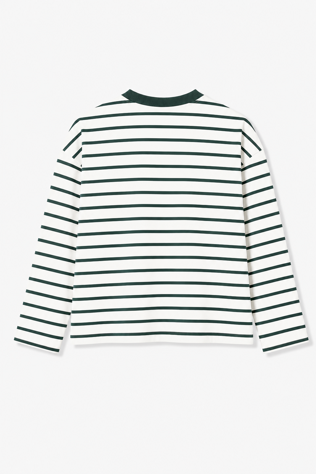 Teal Green Stripe Loose Fit Cropped T-Shirt