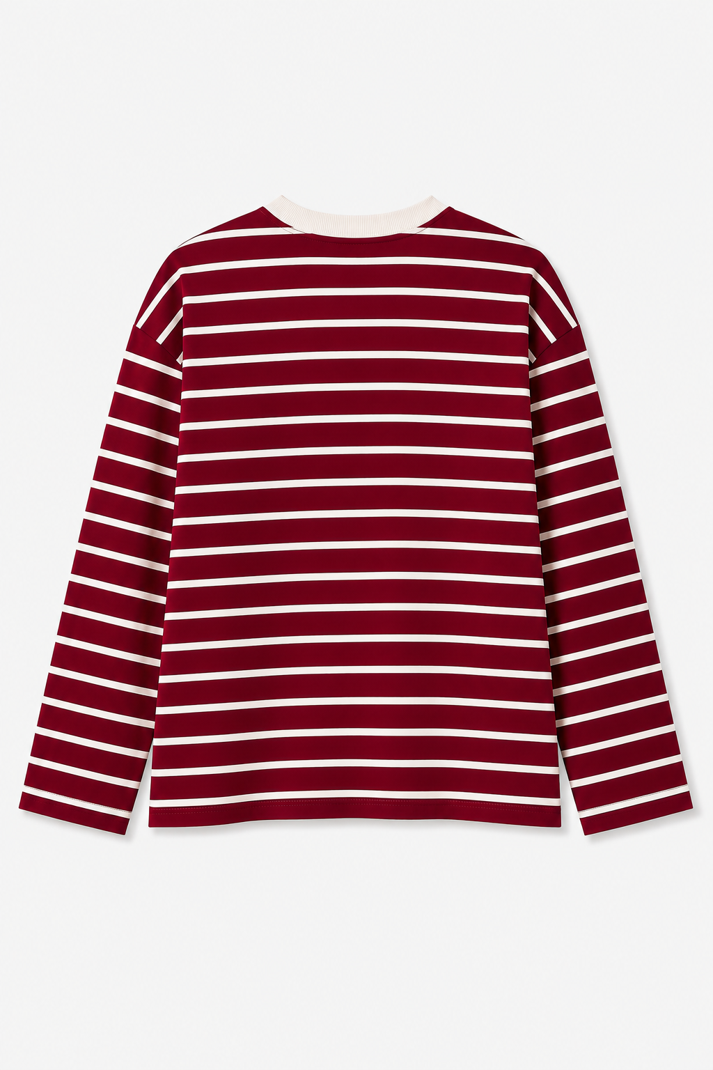 Mahroon Stripe Loose Fit Cropped T-Shirt