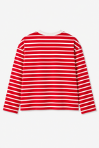 Red Stripe Loose Fit Cropped T-Shirt