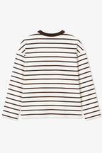Brown Stripe Loose Fit Cropped T-Shirt