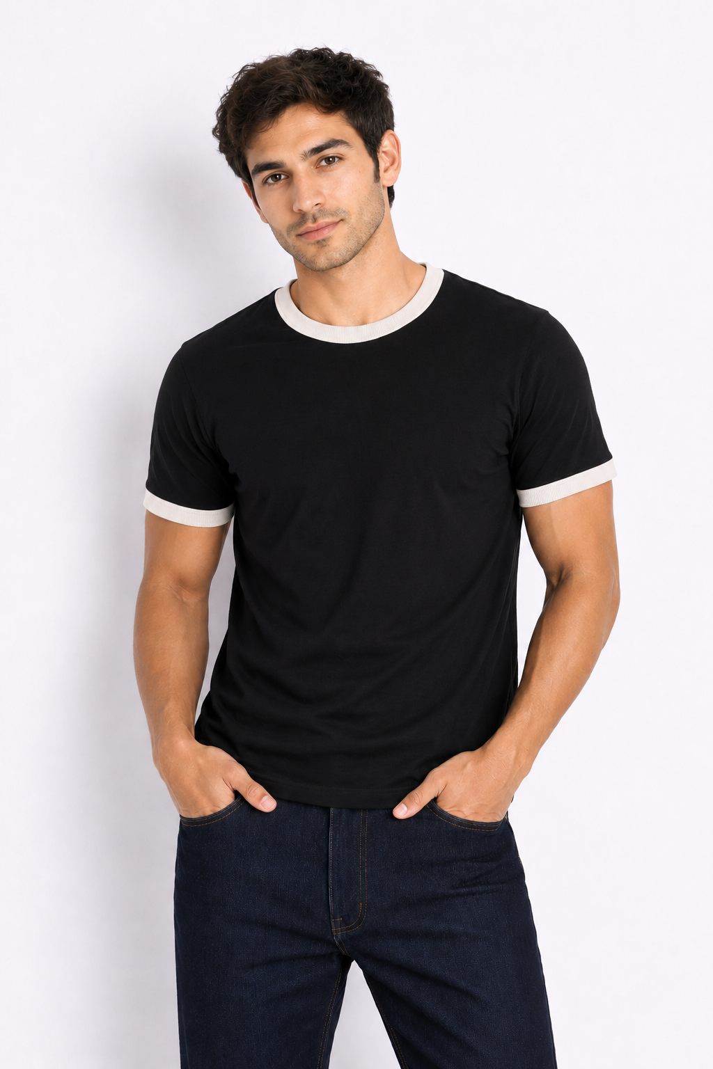 Rogue Muscle Ringer Tee | Black Off White