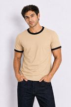 Rogue Muscle Ringer Tee | Warm Sand Beige - Black