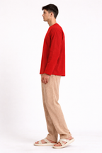 Blood Red Loose Fit Cropped T-Shirt