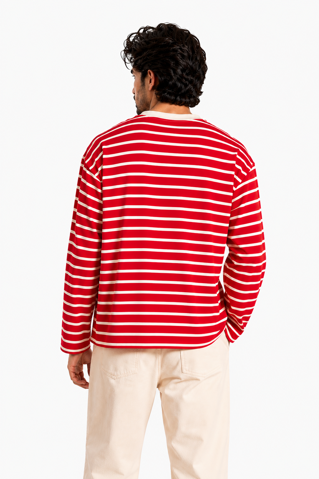 Red Stripe Loose Fit Cropped T-Shirt