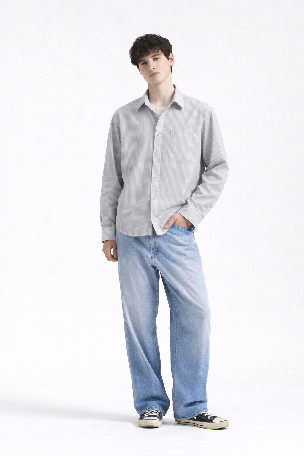 Mist Grey Stripe Shirt