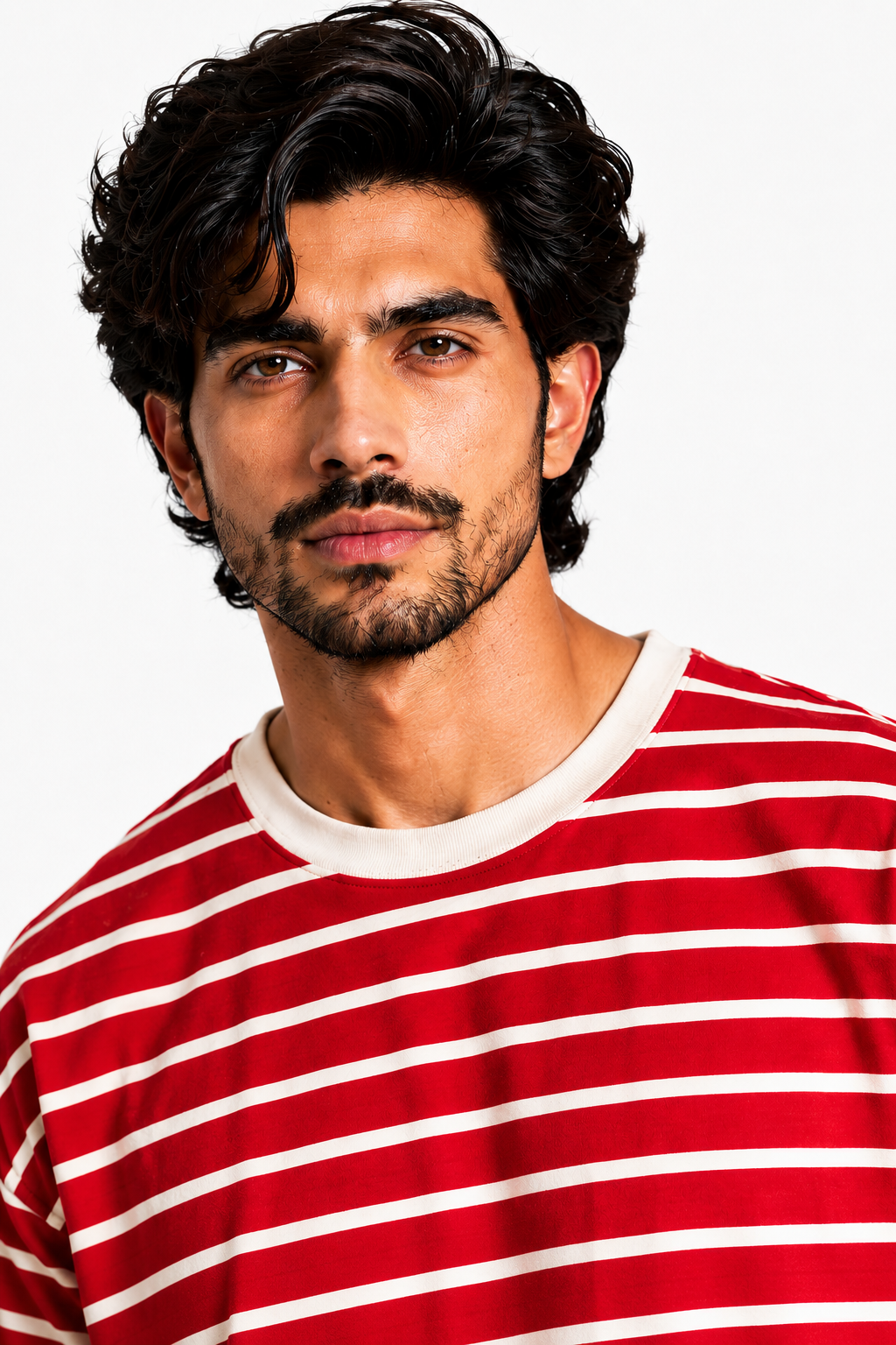 Red Stripe Loose Fit Cropped T-Shirt