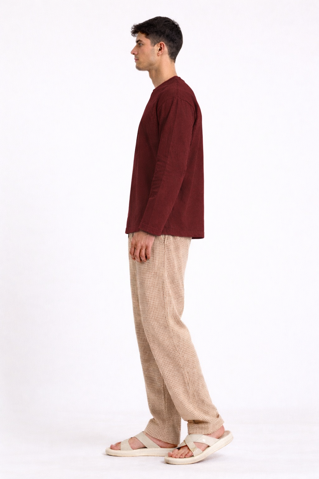 Mahroon Loose Fit Cropped T-Shirt