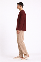 Mahroon Loose Fit Cropped T-Shirt