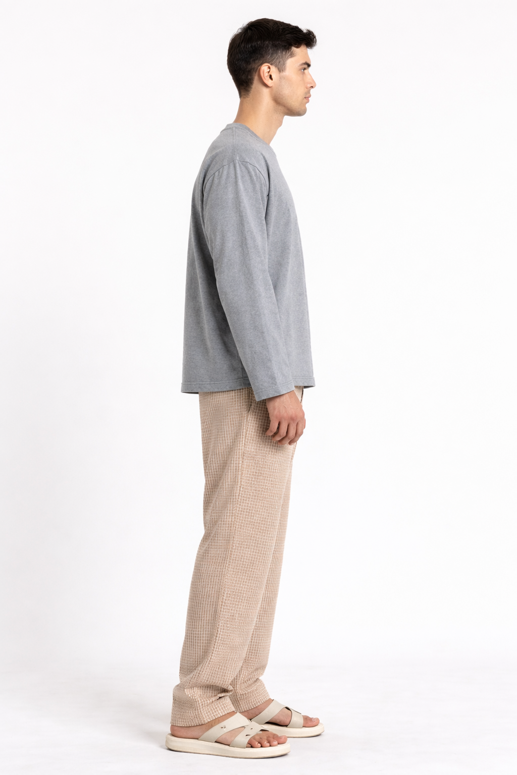 Grey Milenge Loose Fit Cropped T-Shirt