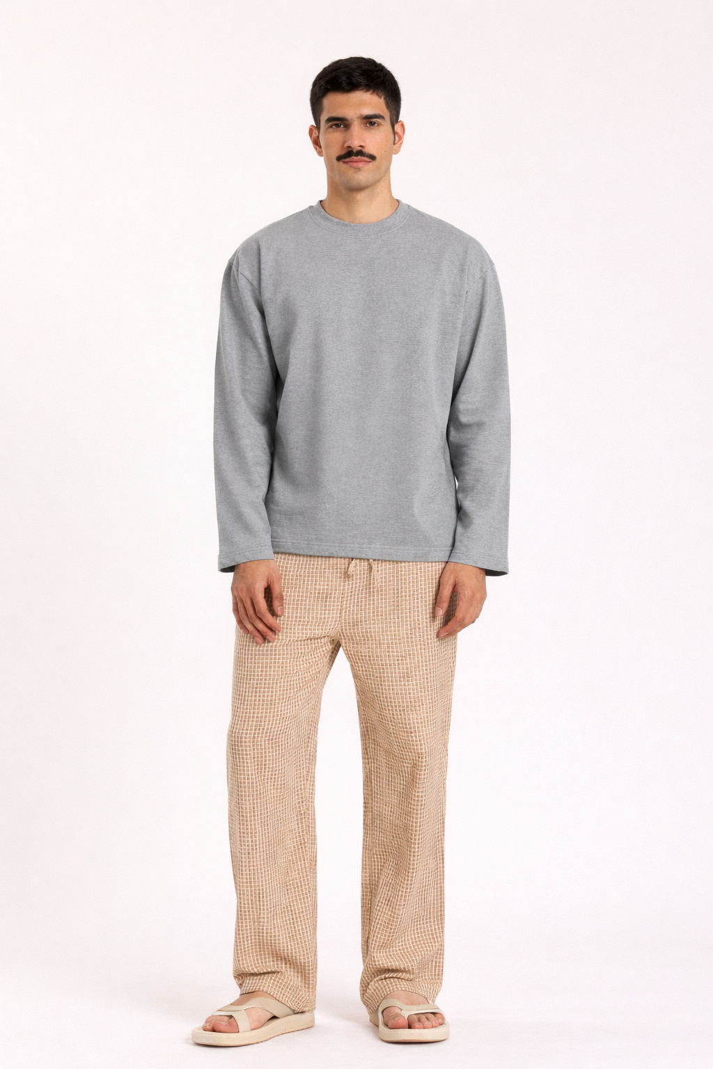 Grey Milenge Loose Fit Cropped T-Shirt