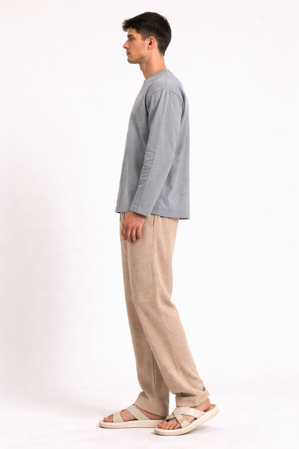 Grey Milenge Loose Fit Cropped T-Shirt