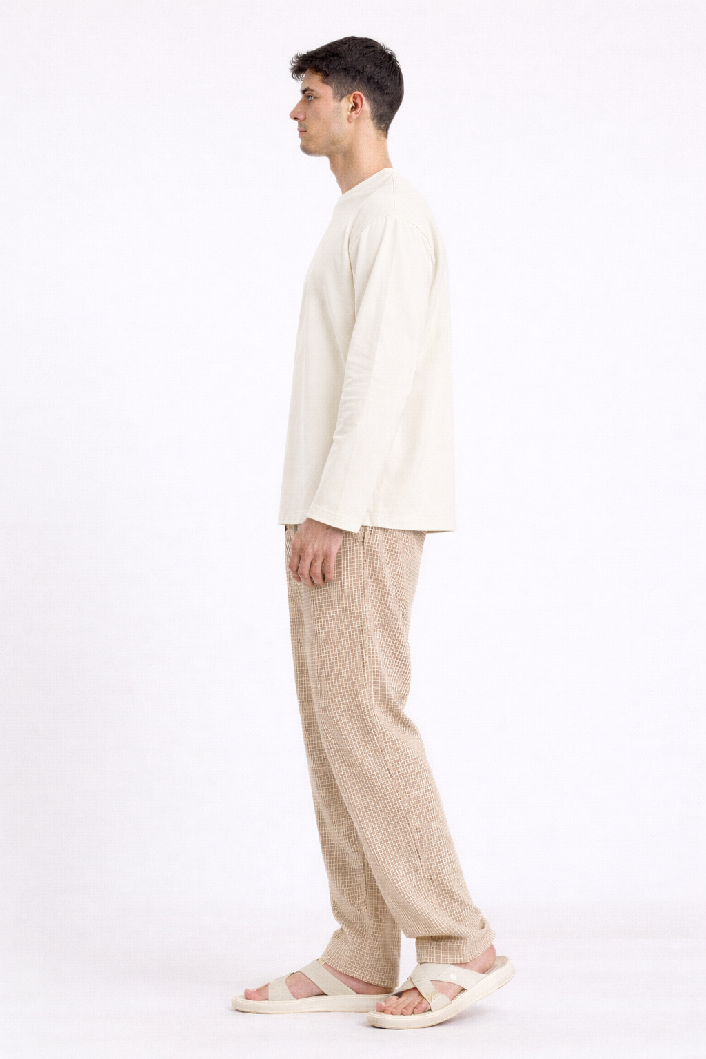 Cream Loose Fit Cropped T-Shirt