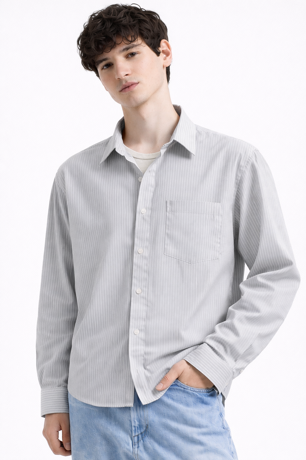 Mist Grey Stripe Shirt