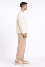 Cream Loose Fit Cropped T-Shirt