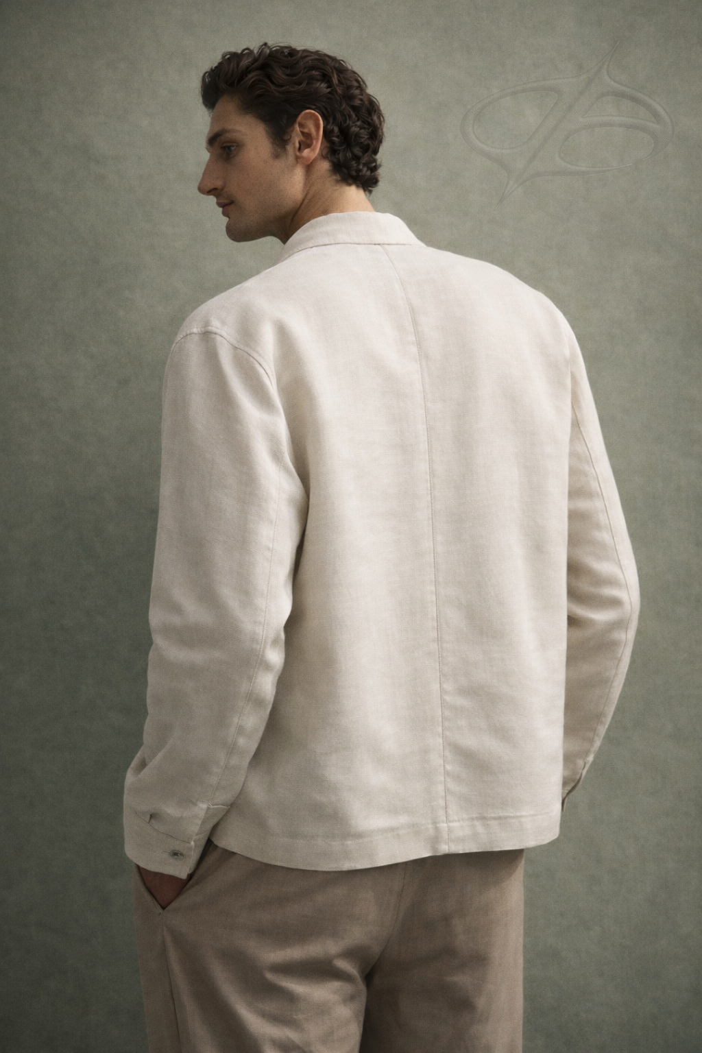 Ivory Breeze Zip Linen Jacket