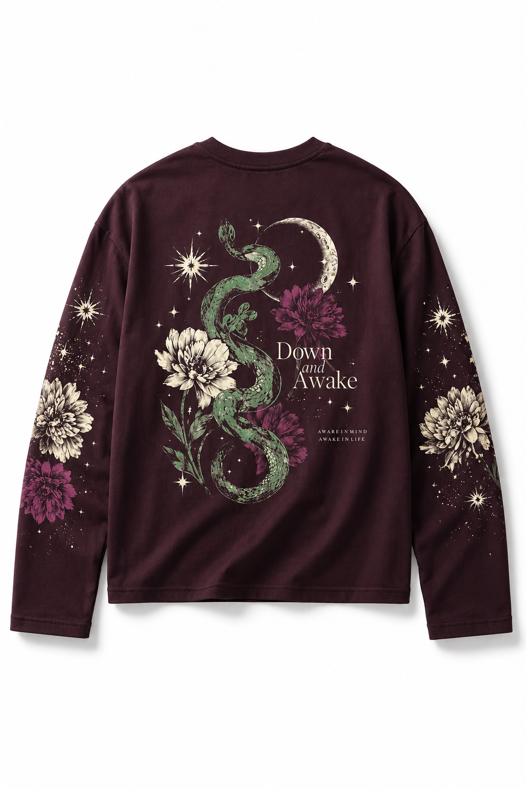 Brown Printed Long Sleeve T-Shirt