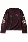 Brown Printed Long Sleeve T-Shirt