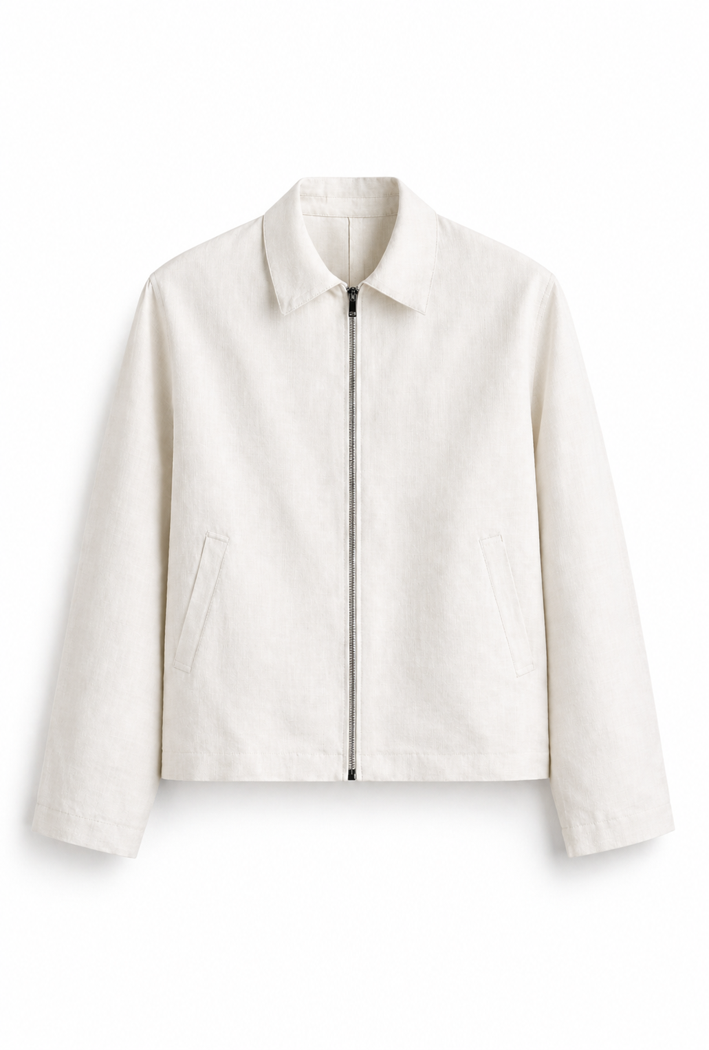 Ivory Breeze Zip Linen Jacket