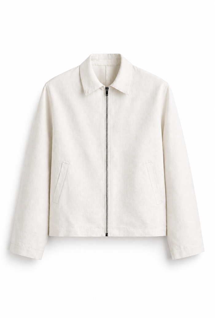 Ivory Breeze Zip Linen Jacket