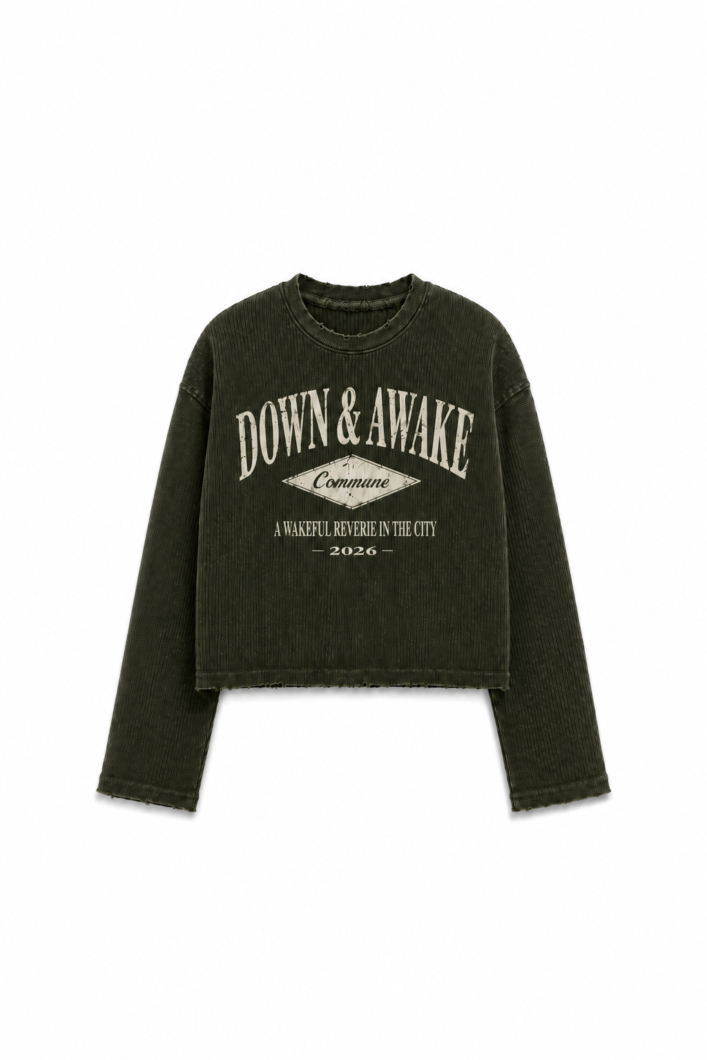 Vintage Rugged Waffle Tee | Military Green