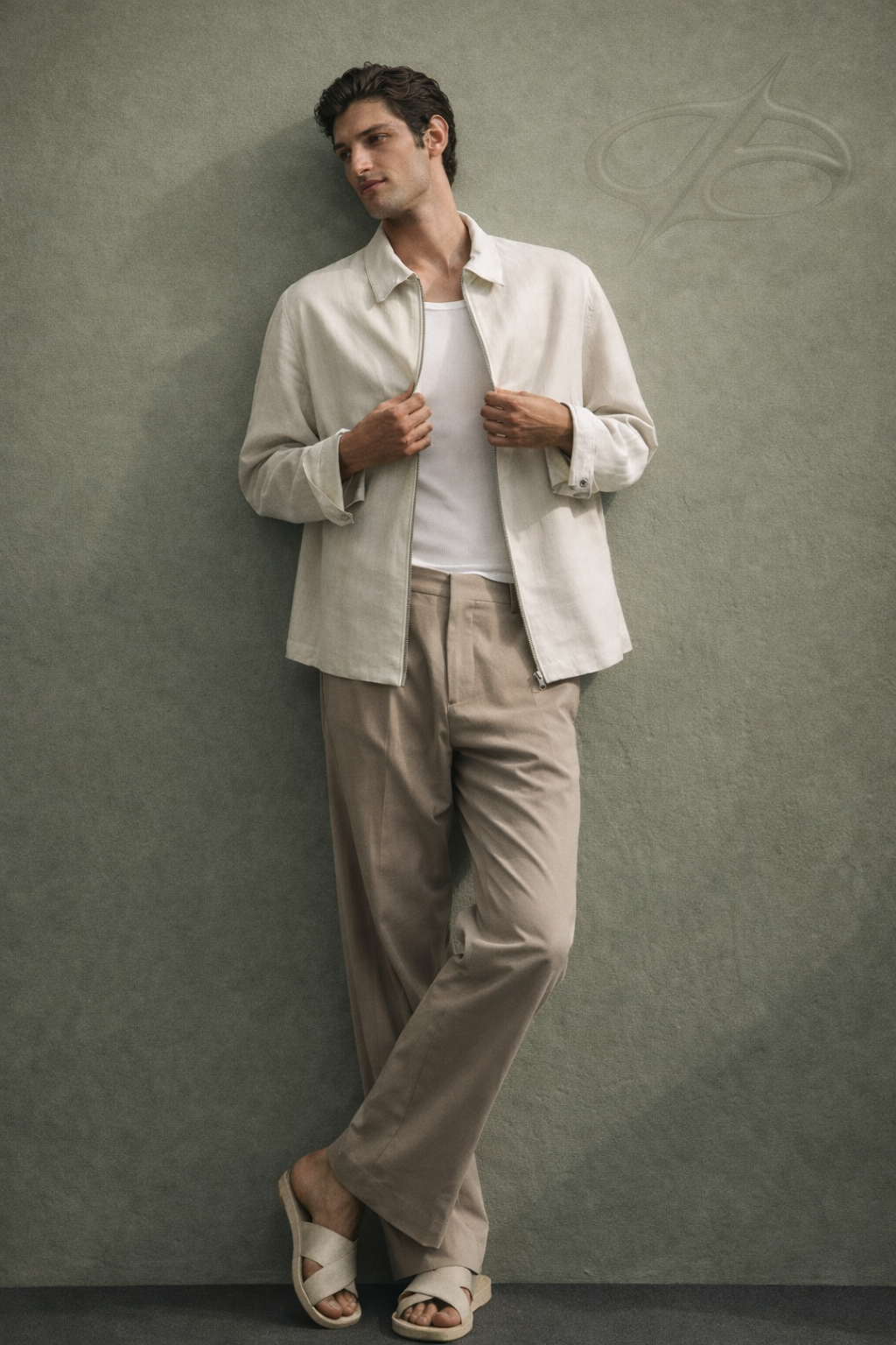 Ivory Breeze Zip Linen Jacket