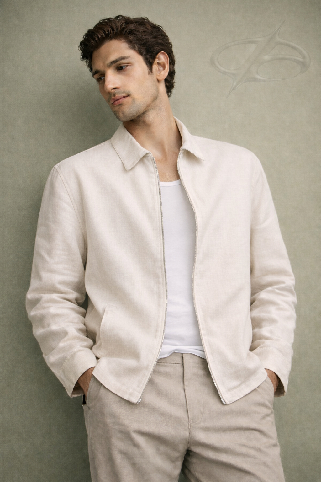 Ivory Breeze Zip Linen Jacket – Down & Awake