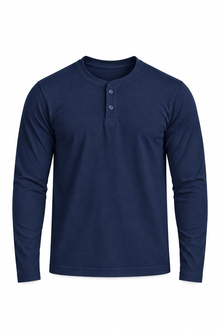 Henley Muscle Crop Tee | Navy