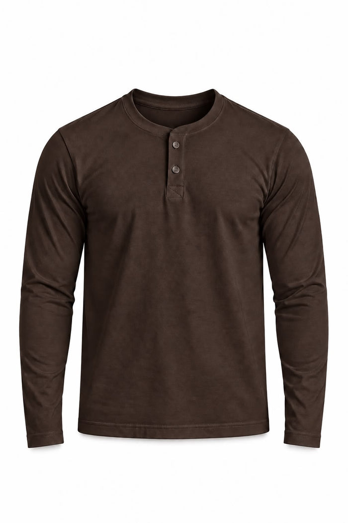 Henley Muscle Crop Tee | Coco Brown