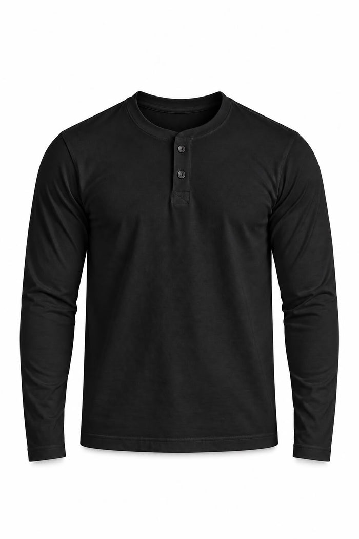 Henley Muscle Crop Tee | Black