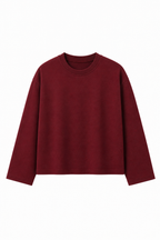 Mahroon Loose Fit Cropped T-Shirt