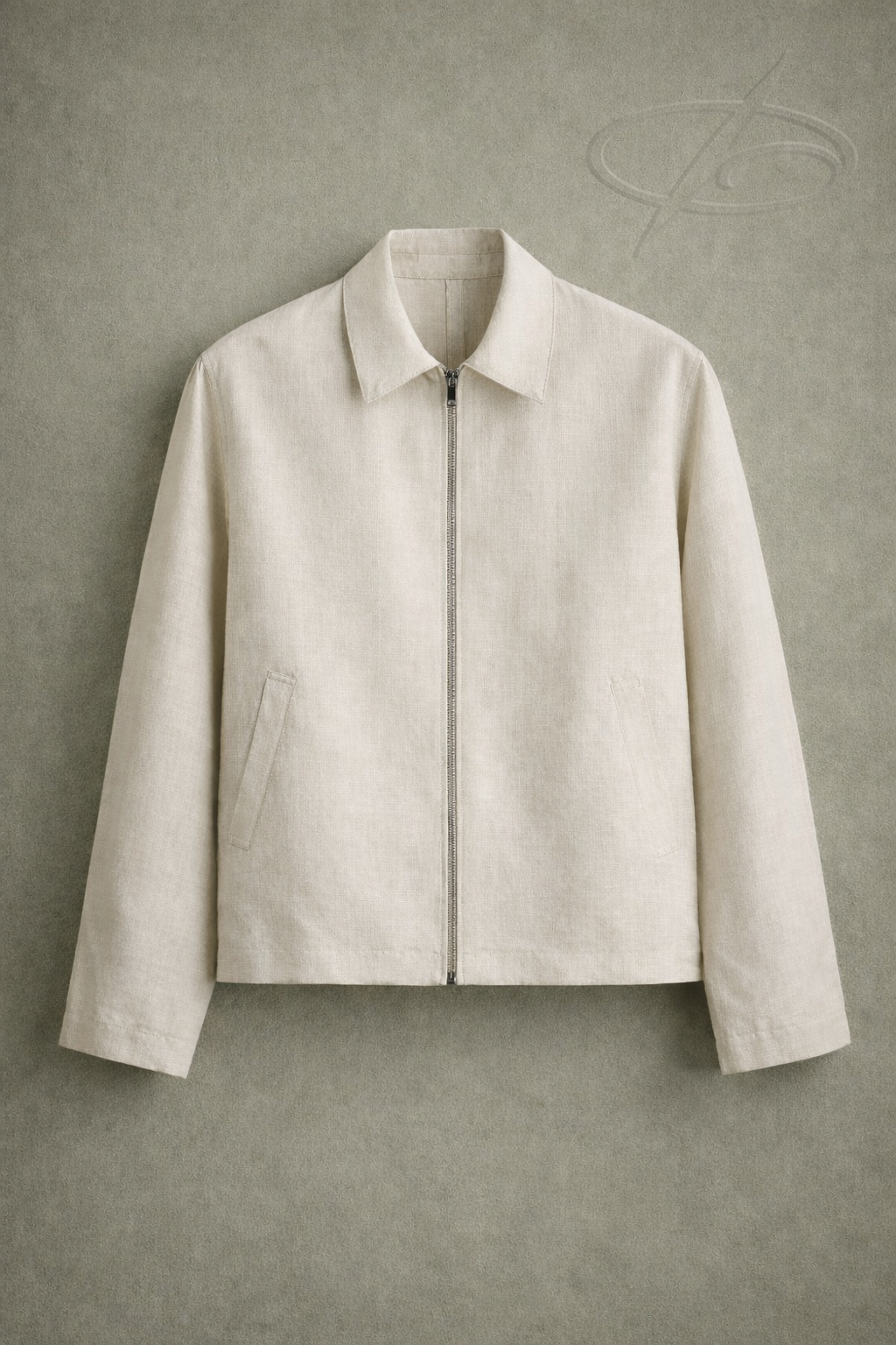 Ivory Breeze Zip Linen Jacket