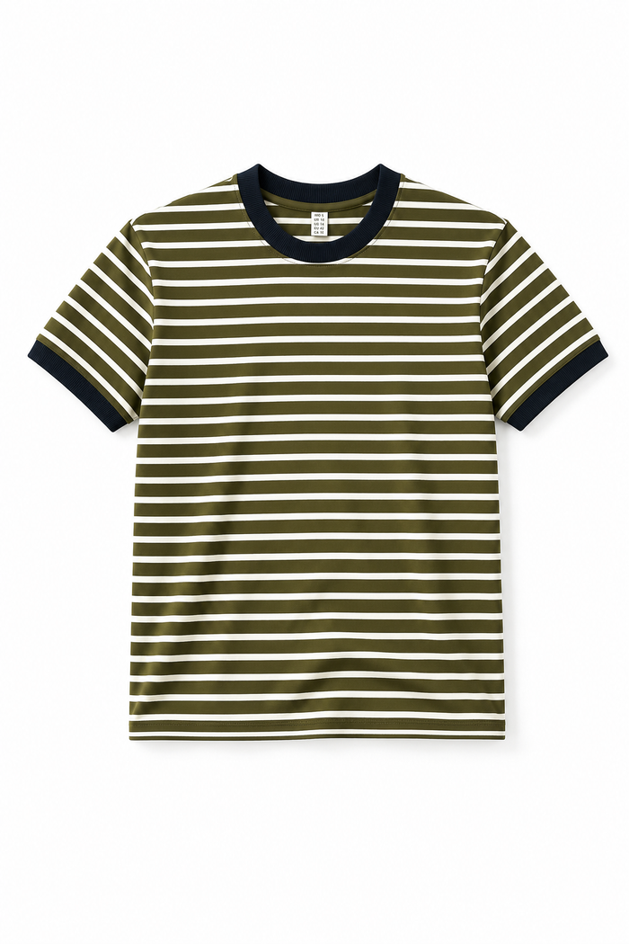 Stripe Ringer Tee | Olive Navy