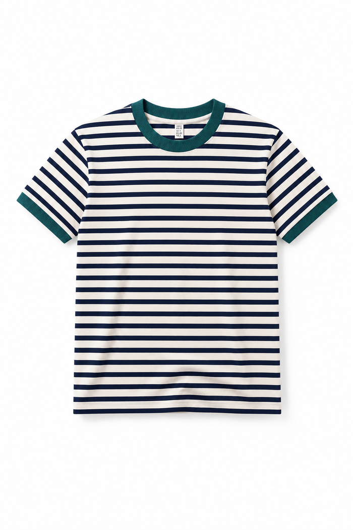 Stripe Ringer Tee | Navy Teal Green