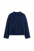 Waffle Tee | Navy Acid Wash