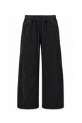 Vintage Black Washed Wide-Leg Track Pants