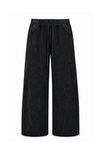 Vintage Black Washed Wide-Leg Track Pants
