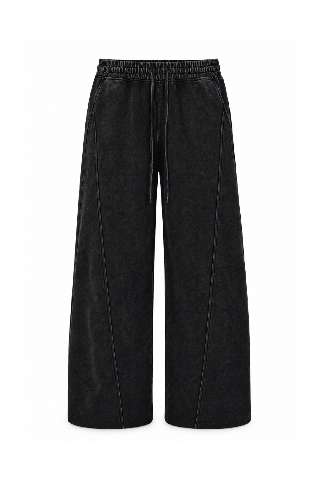 Vintage Black Washed Wide-Leg Track Pants