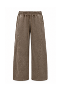 Vintage Mocha Washed Wide-Leg Track Pants