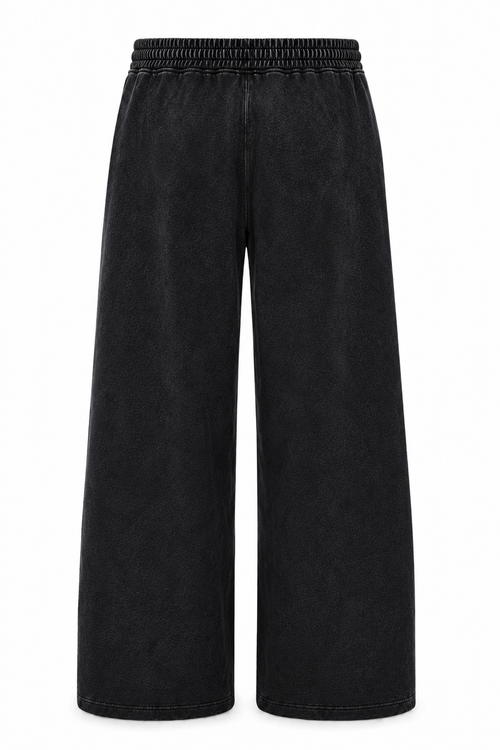 Vintage Black Washed Wide-Leg Track Pants