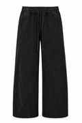 Vintage Black Washed Wide-Leg Track Pants