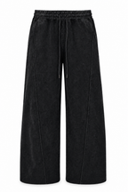Vintage Black Washed Wide-Leg Track Pants