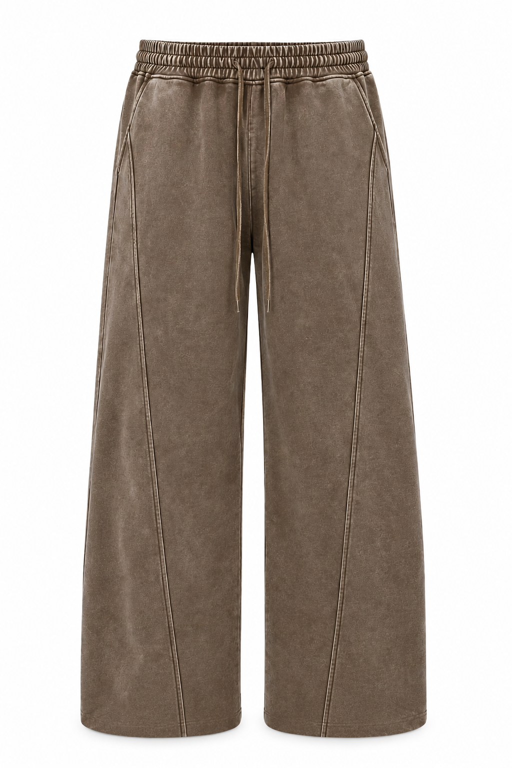 Vintage Mocha Washed Wide-Leg Track Pants