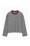 Monochrome Stripe Cropped Long Sleeve T-Shirt