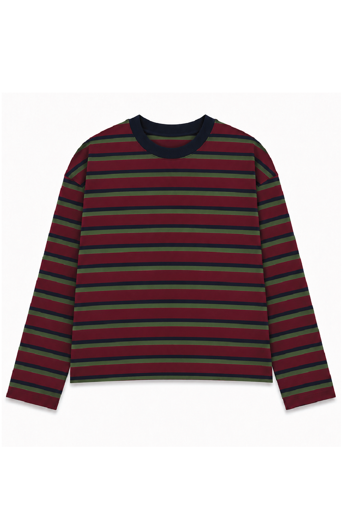 Vintage Stripe Cropped Long Sleeve T-Shirt