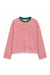 Cherry Red Stripe Cropped Long Sleeve T-Shirt